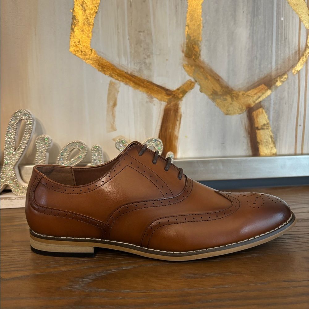 NWOT Stacy Adam’s Classic Brown Faux Leather Oxford Dress Shoes-size 6.5 - Picture 15 of 15